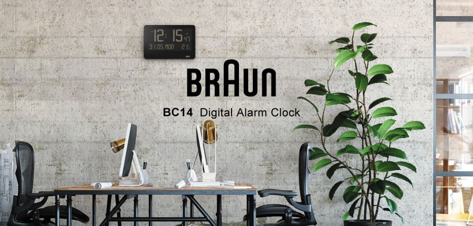 BRAUN/ブラウン ブランド公式オンランストア ノルディックフィーリング先行発売 BC14B 温度計付き壁掛けデジタル時計