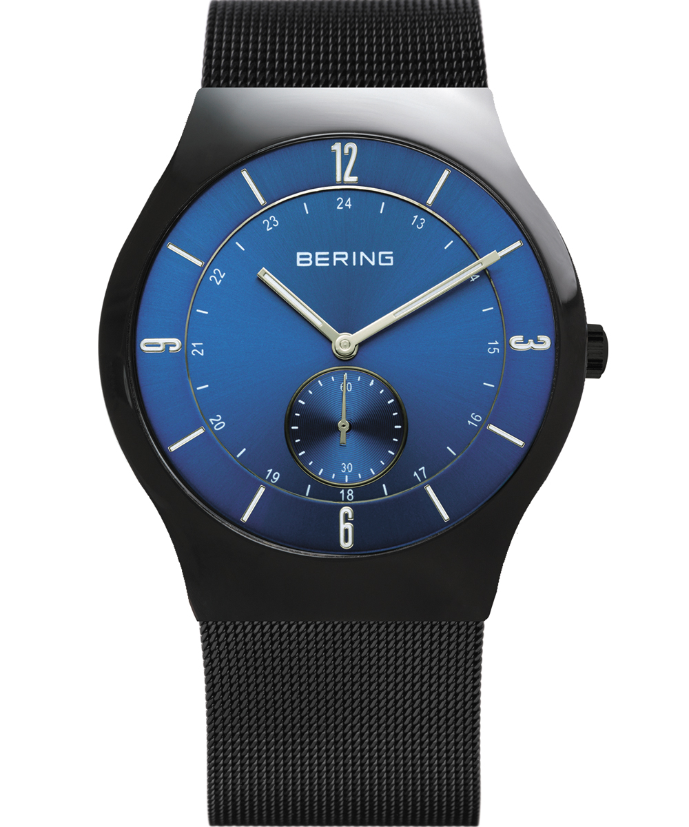 BERING Mens Ultra Slim Blue 11940-227  Black Mesh