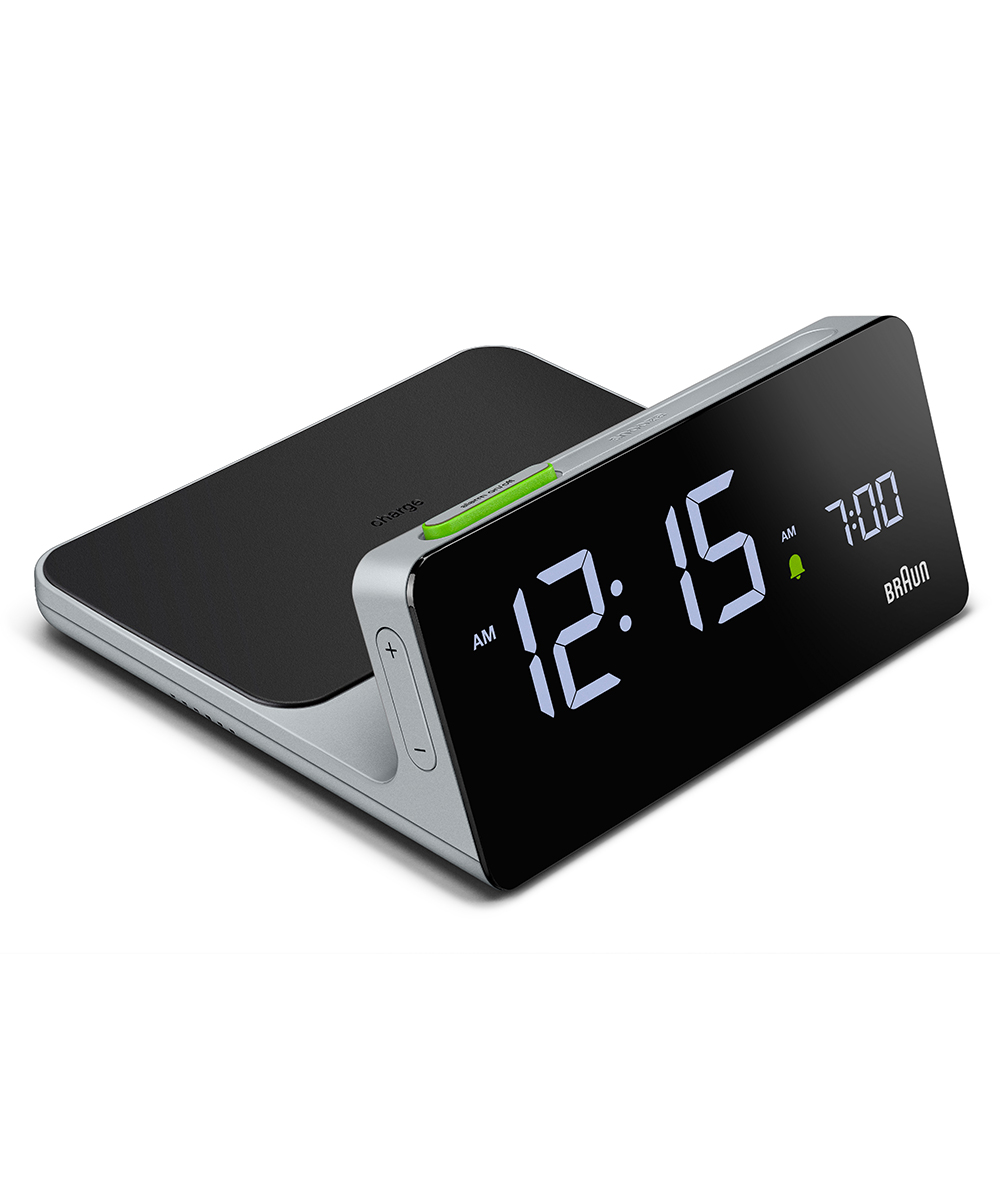 BRAUN Digital Alarm Clock Qiワイヤレス充電 GREY BC21G