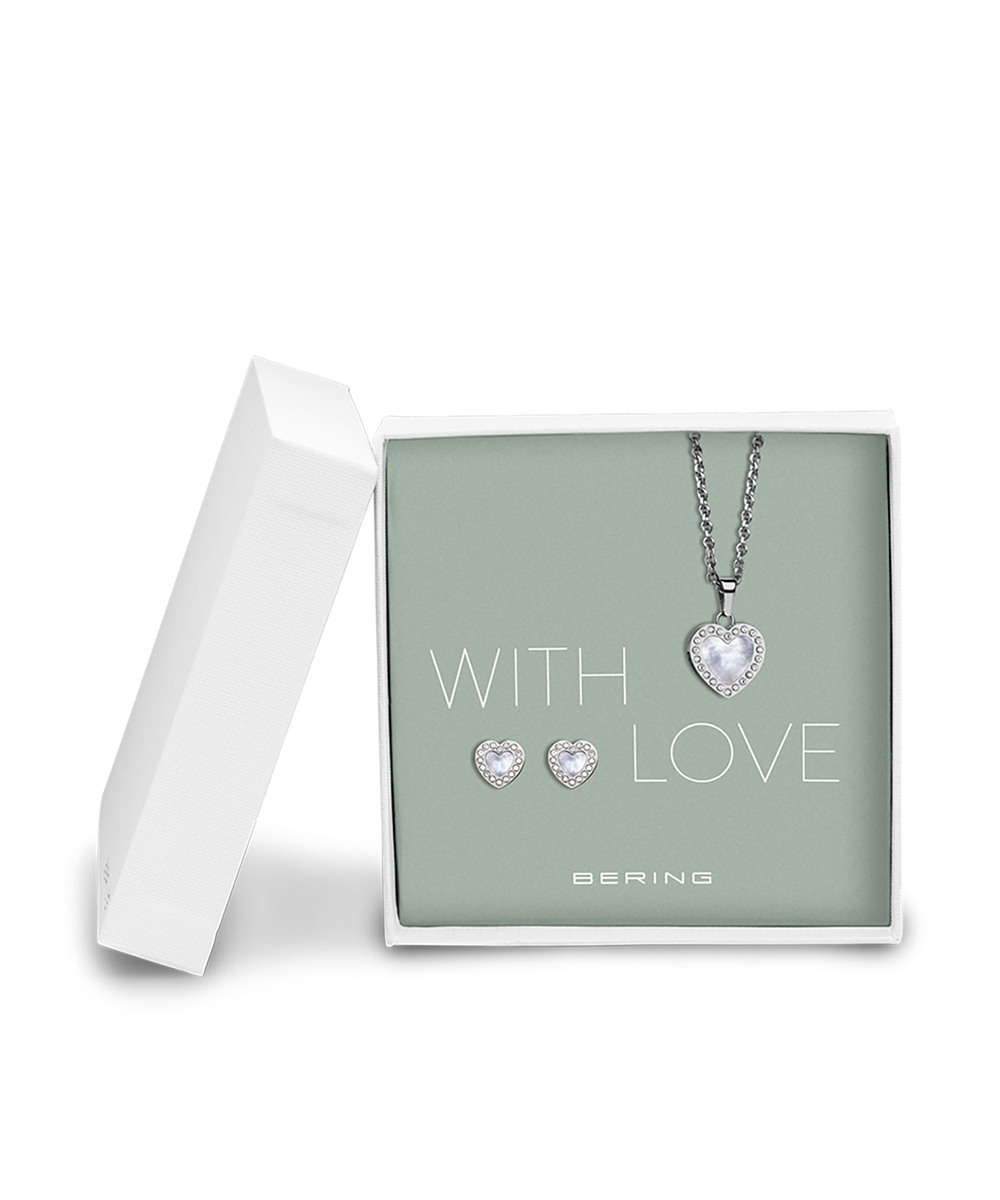 BERING Gift Sets Necklace & Earrings 428-712-Silver (Heart)